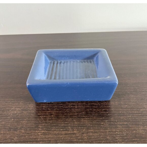 Mainstays Blue Ceramic Rectangular Bar Soap Holder Bathroom Kitchen - Picture 1 of 3